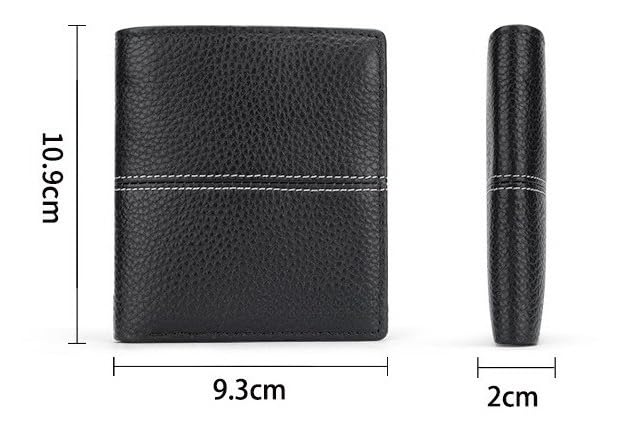 Vintage Genuine Leather Wallet for Men Cowhide RFID Blocking Multiple Card Slots Slim Design (Black)2