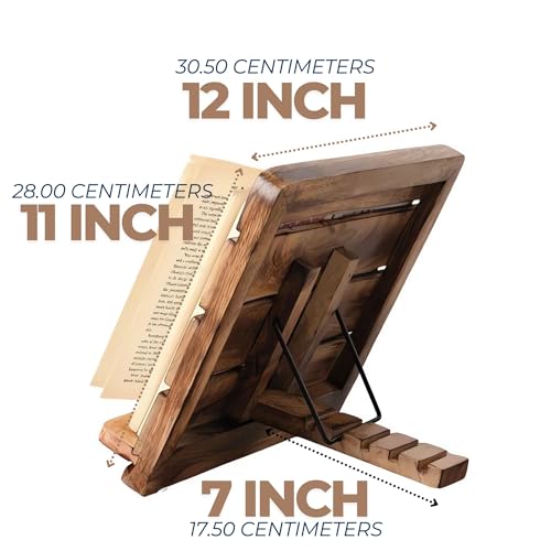 Image of Hashcart Wooden Laptop Stand & Book Holder - Foldale Laptop Riser with Adjustable Height for Table - Notebook and Tablet Accessory for Oiifce & Work Colleagues