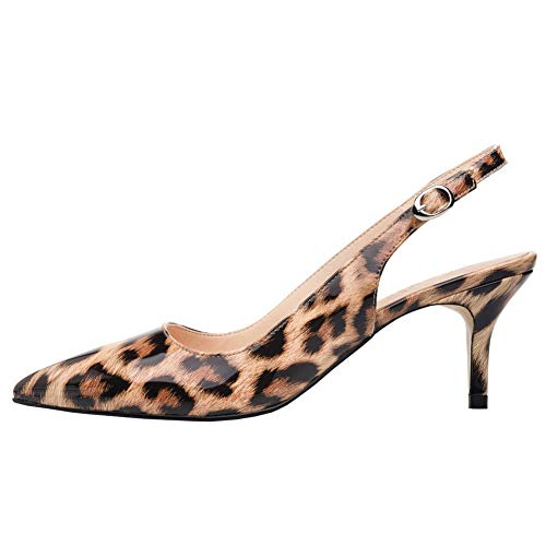 Image of JOY IN LOVE Slingback Kitten Heels for Women Closed Pointed Toe Pumps Dress Shoes