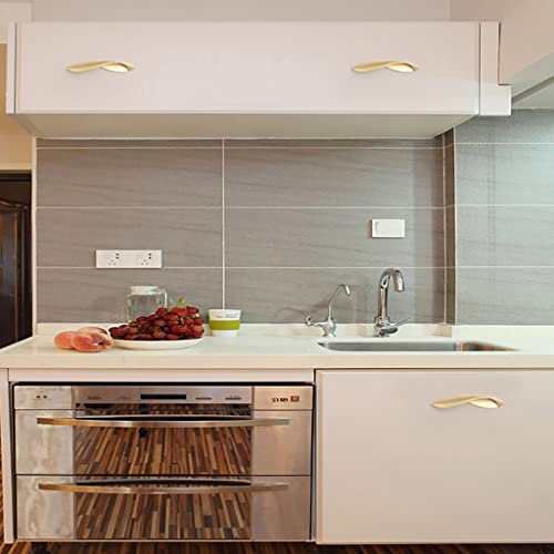 ESreake 4Pcs Arcuate Pulls Handles Knobs,3.8" C-C Modern Elegant Curved Handle Cabinet Pulls,Create a Spatial Aesthetic,S-Shaped Solid Zinc Alloy Drawer Pull (4 Pack, Pearl Gold, 3.8" Hole Centers) by ESreake - Image 4