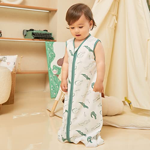 Image of DaysU Baby Sleep Sack 18-24 Months 100% Cotton, Baby Boy Wearable Blanket 2-Way Zipper TOG 0.5, Breathable Lightweight Baby Sleeping Bag 2 Pack, Toddler Sleep Sacks 2t, Green Crocodile, X-Large