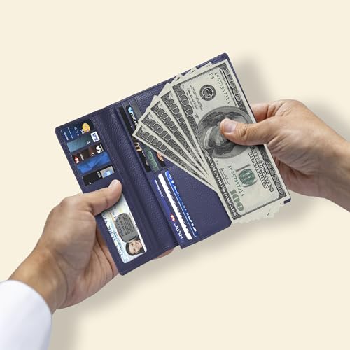 Image of Real Leather Women Wallet Leather with RFID Blocking -Trifold Card Holder Designer Ladies Clutch with ID Window Wallets