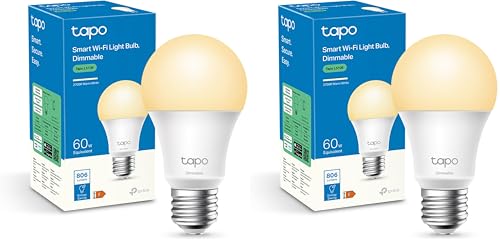 Tapo TP-Link L510E - Bombilla LED Inteligente, Bombilla WiFi sin necesidad de Hub, Blanco Cálido 2700K, Regulable,E27, 8.7W/ 806lm, Compatible Alexa, Echo y Google Home (Paquete de 2)