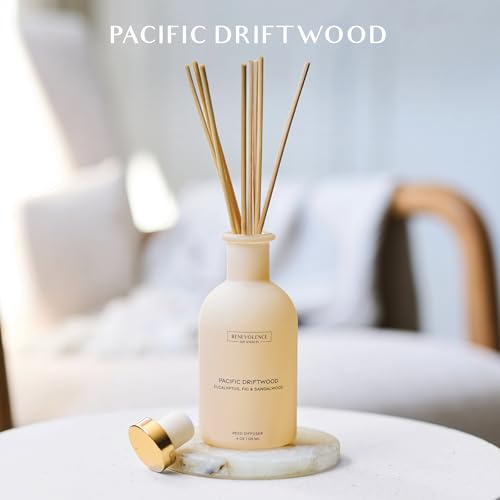 Benevolence LA Reed Diffuser for Home Eucalyptus Fig Sandalwood Elegant Home Bathroom Decor Fragrance Diffuser with Sticks for Bathroom Malibu Sands Collection