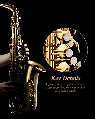 Image of Eastar Advanced Alto Saxophone Eb Upgraded Sax, Golden Full Kit, EAX-21