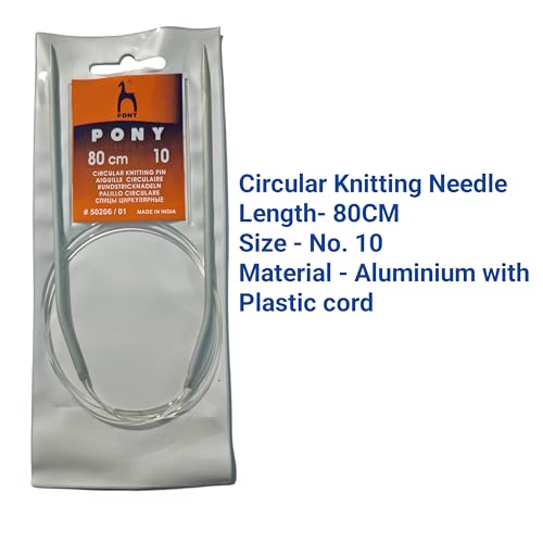 Image of HIMMU'S FASHION HUB Pony Aluminum 80cm Circular Knitting Pins Needles, No 10, 11,12- (Set of 3) for Larger Knitted Items DIY Crafts Knitting Needlework