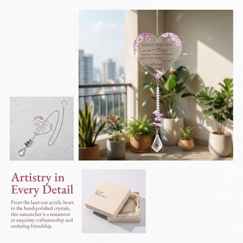 Image of for Women, Friendship Gifts for Women that Fill Her Room with Calming Colors (Perfect for Bestie Birthday, Christmas, or Just Because) - Heart Shaped Crystal Suncatcher Rainbow Maker