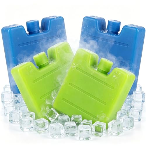 KbouZgxa 4 Stück Mini Kühlakkus für Kühltasche 2 Gelbgrün und 2 Blau Kühlakku klein mit Langer Kühlleistung Ideal für Camping und Büro
