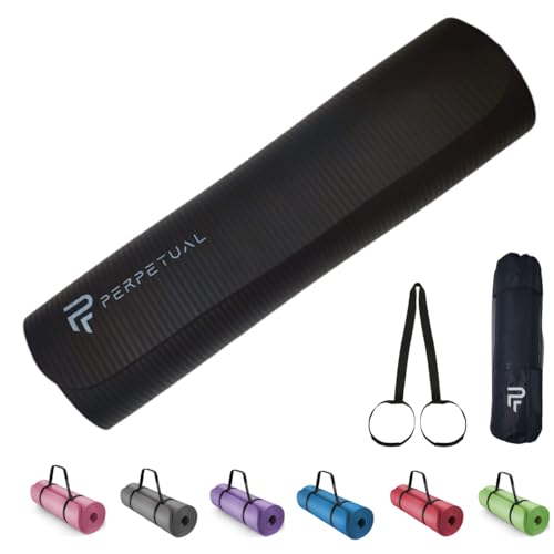 PERPETUAL Esterilla de Yoga y Pilates 10/15mm - Mat Antideslizante - Con Correa y Bolsa de Transporte - Colchoneta Gruesa y Plegable - Hombre/Mujer - Gimnasia, Fitness y Ejercicios - Gimnasio en Casa