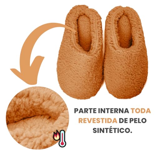 Pantufa Feminina Ante Derrapante Super Quentinha Disponível do 27 até 46 Caramelo (43/44, Caramelo)