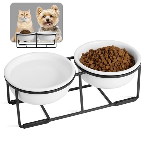 Hundenapf Set Erhöht Hundenäpfe Keramik - Futternapf Hund 2er Set mit Rutschfestem Metallständer - â€¦ – Miniatur