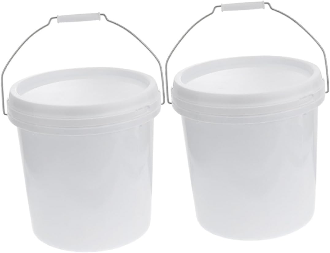 CHILDWEET 2pcs Plastic Bucket with Handle and Lid Reusable Food-Grade Storage Container for Paint Water and Varnishes Easy to Clean Compact Design