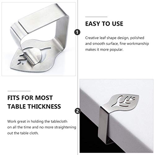 UPKOCH 6Pcs Titulares Forma de Folha de Aço Inoxidável Grampos Clips Toalha De Mesa Toalha de Mesa C