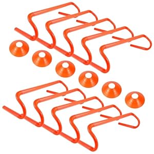 QIJISTORM 10 Pcs 6″ Speed Agility Training Hurdles with 6 Marker Cone Durable Detachable Training Hurdle Plyometric All Speed Hurdle Equipment for Athletes Soccer Basketball Football Practice