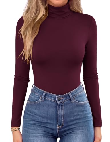 Zeagoo Long Sleeve Shirts for Women Fall Turtleneck Fitted Basic Tshirts