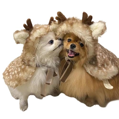 Laikoutd Hunde Umhang Dress Up Kostüm Foto Requisiten Haustier Weichhorn Rentiere Umhang Weihnachten Rentier Themen Cosplay Süße Weihnachtszierkleidung