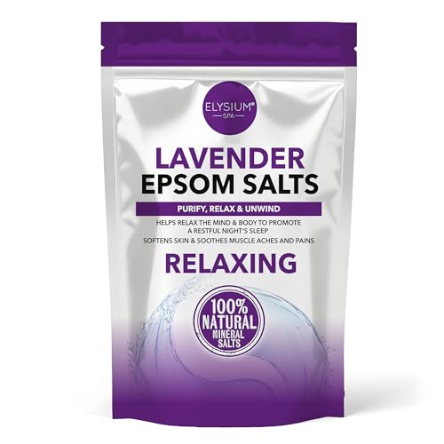 Elysium Spa Lavender Epsom Salts | Relaxing Bath with 100% Natural Mineral Salts for Muscle Relief Sleep Promotion and Skin Softener (1kg)