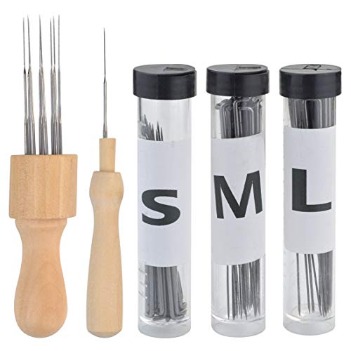 Yolyoo Needle Felting Kit Wool Felting Supplies with 90Pcs Felting Needles,3Pcs Needle Bottles,2Pcs Needle Felting Pen for Professional and Beginner