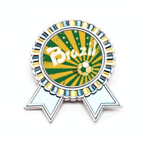 Broche Soccer jaune et vert style Brésil : médaille de prix en métal M