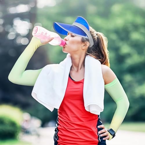 Image of 12 Pack Unisex Sun Visors Plastic Transparent Candy Color Poker Hat for Sports Outdoor Summer Beach Activities