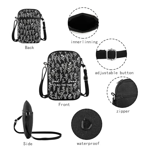 JXGZSO Wildflowers Christian Shoulder Bag God Is Good All the Time Crossbody Bag Christian Gift Faith Gift Religious Merch3