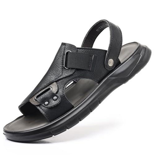 Men'S Casual Two Uses Flat Slide Sandal Summer Comfor Open Toe Slip-On Ankle Straps Soft Bottom Beach Sandals Indoor and Outdoor Non-Slip Water Stream-Treakking Shoes