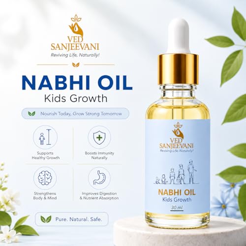 Image of Ved Sanjeevani Nabhi Oil for Kids & Babies | 72,000 Nadi Navel Therapy for Immunity, Growth & Bone Development | Ayurvedic | 30ml