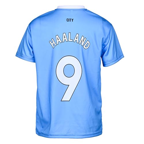 metekoc Manchester Haaland 2025/2026 Blue #9 Football Fußball Kinder Trikot Shorts Jugendgrößen (Blue,140)