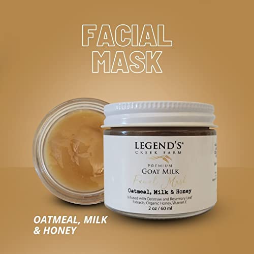 Legend's Creek Farm Premium Goat Milk Facial Mask With Oatstraw, Honey & Hydrating Vitamin E, Deep Pore Cleanser & Gentle Exfoliation, Wash Off Skincare Mask, 2 Oz (Oatmeal, Milk & Honey) #TOP4