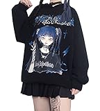 EGSDMNVSQ Damen Goth Hoodie Kawaii Harajuku Kapuzenpullover Aesthetic Vintage Japan Harajuku Tops e-Girl Streetwear Teenager Mädchen y2k Herbst Winter Pullover Langarm Sweatshirt