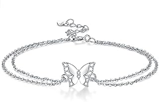 J.MUEN Fußkettchen Sterling Silber 925 Damen |Sommer Strand Wasserfeste Fusskettchen Schmuck für Damen Mädchen