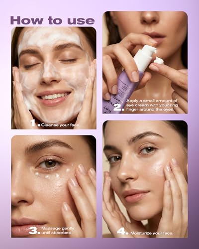 8% Caffeine Eye Cream & Retinol Under Eye Cream to Reduce Dark Circles, Puffiness, Wrinkles and Fine Lines, Anti Aging Under Eyes Serum, 1.01 FL.OZ image 4