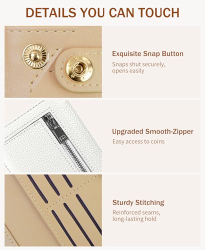 Image of Immaturus Womens Wallet, White Slim Thin RFID Blocking Card Wallets, Bifold PU Leather Credit Card Holder Organizer, Cute Cash Clutch Long Billfold with Zipper Coin Pocket Ladies Girls Gift