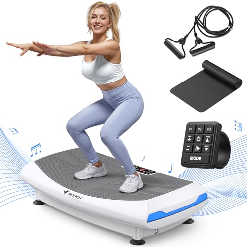Image of Merach 4D Vibration Plate Exercise Machine with 450lbs Capacity, 120 Speeds | 7 Vibrating Modes & 3 Presets, 2 Resistance Bands, Bluetooth, Full Body Workout Equipment for Lymphatic Drainage, Home Gym
