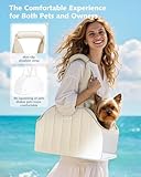 pecute Hundetasche für Kleine Hunde 3kg, Tragetasche Hund Hundetragetasche Leichte, Faltbare Hundetransportbox, Katzen Transporttasche für Unterwegs (Cremefarben)