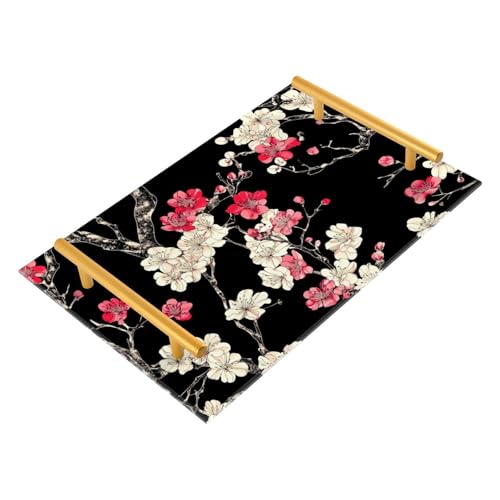 Bandeja de mesa decorativa elegante con asas para cocina, joyas, perfumes, bebidas, servir charola para comida