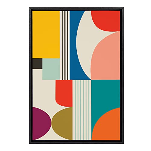 Kate and Laurel Sylvie Mid Century Modern Pattern Framed Canvas