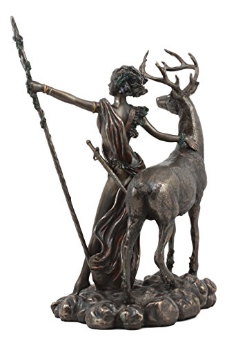 Estatua Diana diosa griega de la caza con ciervo 11.5" miniatura 4