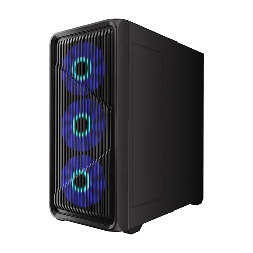 G.Skill GM3 ATX RGB PC Case, Mid-Tower with 4 RGB Fans, USB Type-C Front I/O, Tempered Glass Panel, High Airflow Design, 12-Fan Support, ATX/Micro ATX Compatible – Black