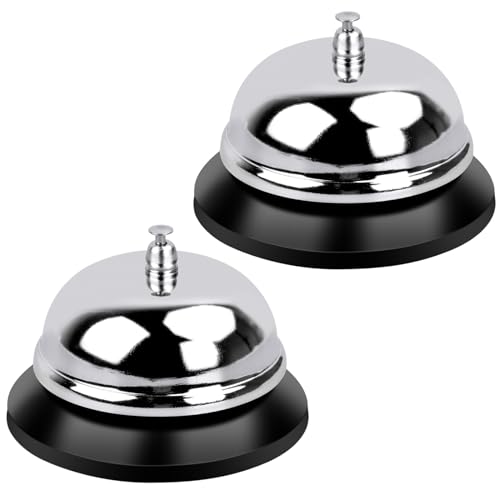 2個 8.5CMの直径 卓上ベル ステンレス鋼 呼び鈴 卓上 ベル チャイム 受付 プレート カウンターベル 受付カウンター 音拡がる コールベル チャイム 飲食店 店舗用品 ホテル パーティーグッズ イベント用品 ホテル ポーターズベル チャイム パーティーグッズ イベント用品 司会者 幹事グッズ 出し物 コント 呼びベル 受付用ベル 注文 ウェイトレス 先生 学校 授業 呼鈴 (シルバー)のサムネイル