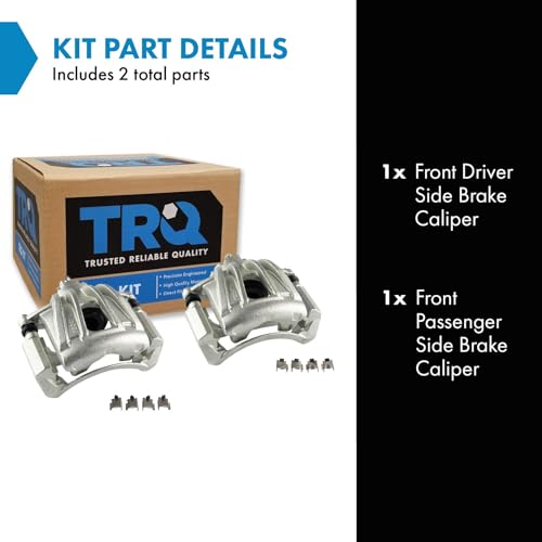 Image of TRQ Front Brake Caliper Set Zinc Coated Brackets Hardware Compatible with 2002-2007 Jeep Liberty