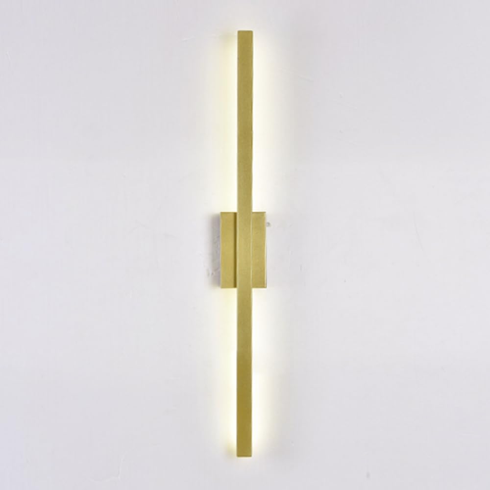 HCZKIUJY Modern Linear Wall Sconce Light Fixture for Living Room Bedroom Long Strip Wall Mount Lighting Minimalist Design Indoor Wall Wash Lights Hardwired Sconces Luminaires (Gold-60cm)