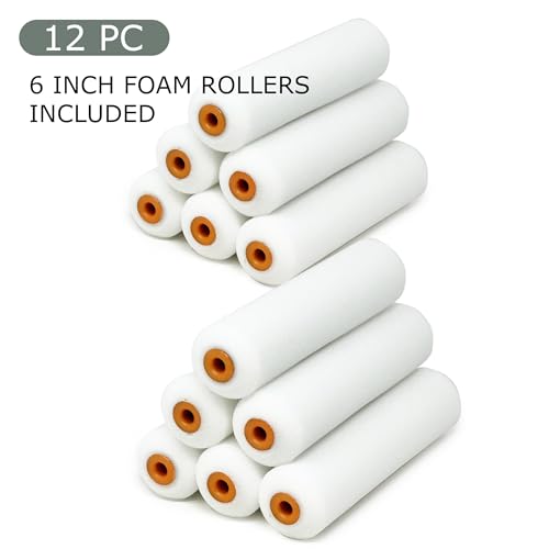 Allgala Foam Rollers, 12 Pack 6 inch Shedless Mini Foam Sponge Paint Roller Cover for Trim Wall Funiture Doors Cupboard Cabinets Doors by Allgala - Image 4