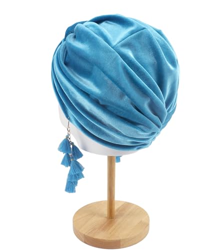 Women Turban,Cozy Polyester Velvet Turban Hats,Indian Turbans Hats Head Wraps Beanie,African Cap for Women
