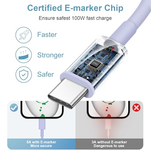 Image of USB to USB C Cable for iPhone 17 16 15 Type C Carplay 10FT Cable Purple | Fast Charging Carplay Cable, USB C Carplay Cord Compatible with iPhone 17 16 15