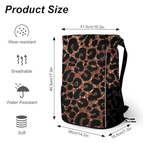 Leopard Print Drawstring Backpack Gym Bag With Shoe Compartment String Bag Sport Beach Sackpack2