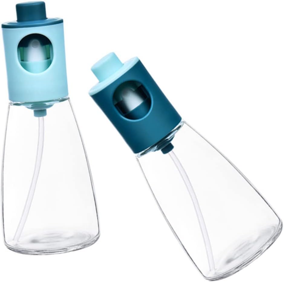 2Pcs Press Type Oil Sprayer Bottles for Cooking Ergonomic Kitchen Oil Dispenser Glass Container with Fine Mist Spray for Barbecue Salad and Air Fryer Use