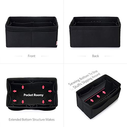 Image of ZTUJO Felt Purse Organizer, Multi Pocket Bag in Bag Organizer For Tote & Handbag Shaper, Speedy 30, Speedy 35 and Speedy 40, Black, Slender Medium