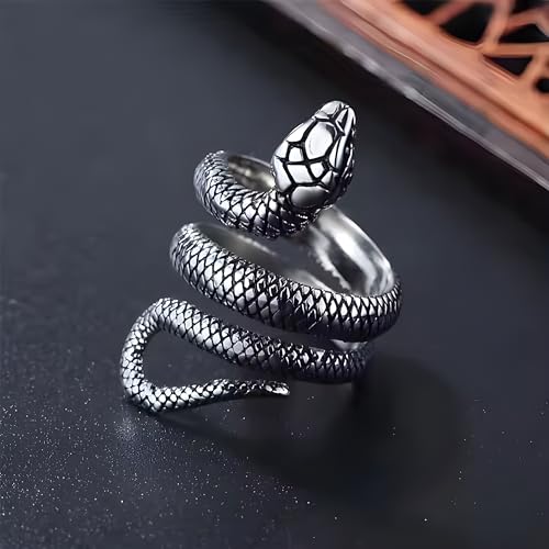 Image of THE MEN THING PYTHON RING - Pure Stainless Steel Men's Steel-Plated Ring - Statement Luxury Jewelry (Size : 22)