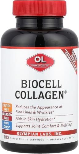 Olympian Labs Biocell Collagen II 1500mg Supplement Capsules Non-GMO Gluten-Free Allergan-Free - Supports Skin & Joint Health and Cartilage Producing Cells - 100 Capsules (33 Day Supply)